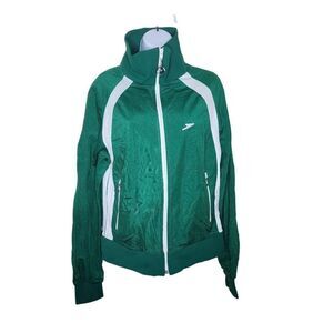 Vintage Speedo Full Zip Track Jacket Womens Size M Green NEW Deadstock